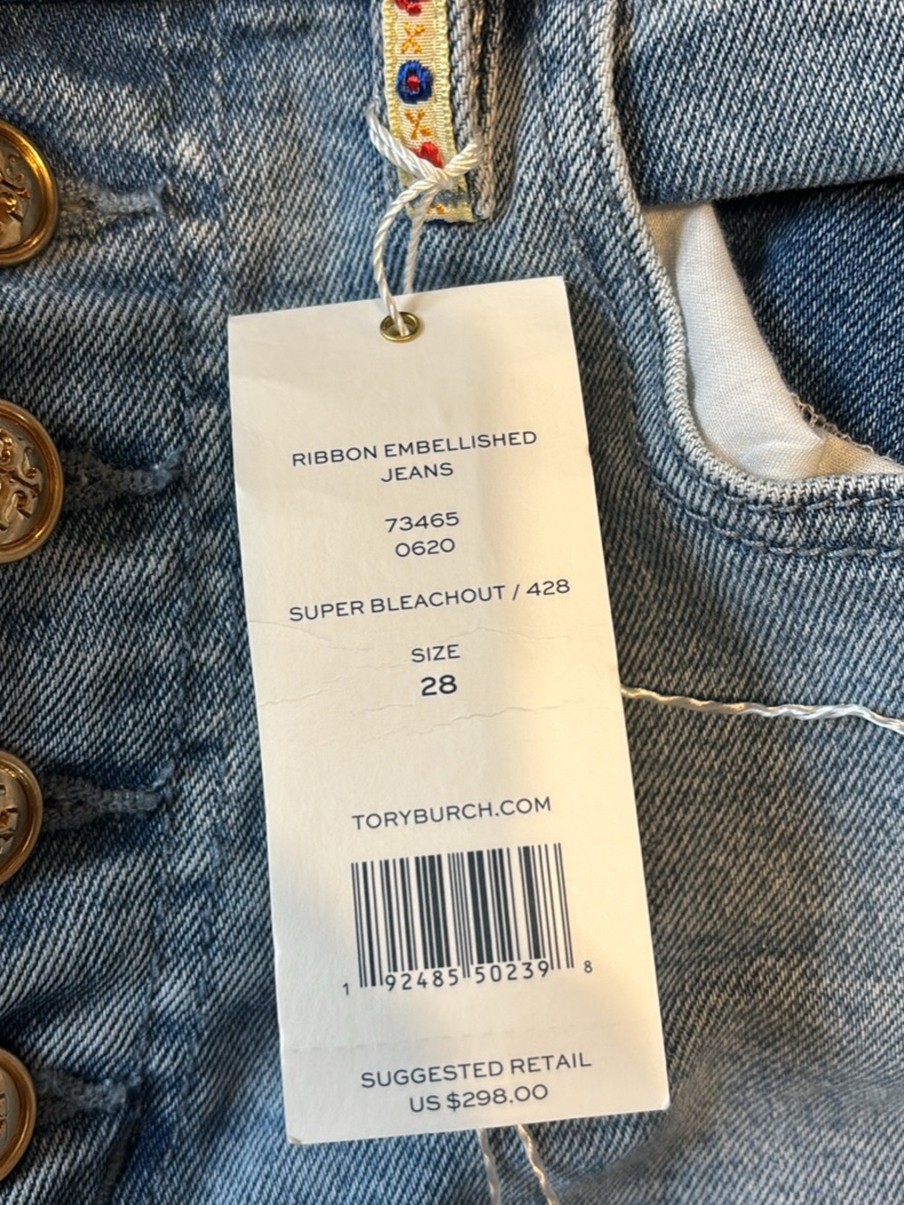 Tory Burch Ribbon Embellished Jeans - Picture 4 of 5